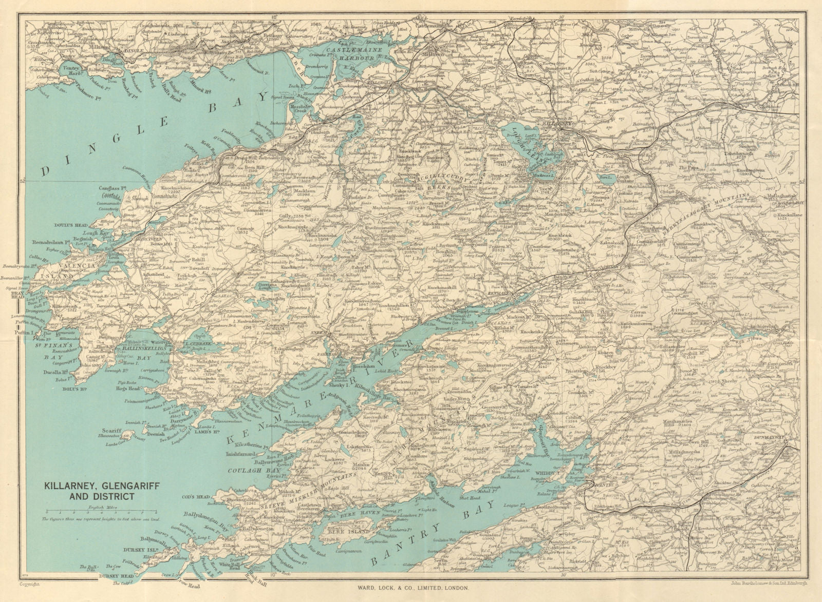 COUNTY KERRY COAST Killarney Kenmare Bantry & Dingle Bays. WARD LOCK c1948 map